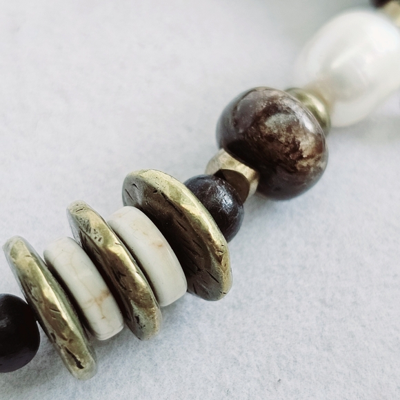 Silpada Stretch Bracelet with Pearls, Brass, Wood, and Gems - Picture 9 of 14